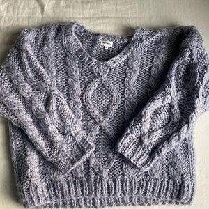 Superdown Roxie Cableknit Sweater in Dusty Lavender in size S.